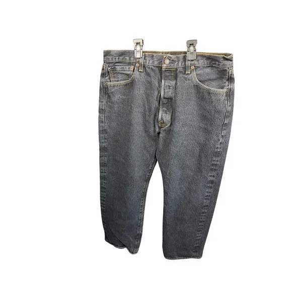 Levis 501 Original Fit Jeans Mens 36x30 Dark Gray Charcoal Button Fly 00501-0226