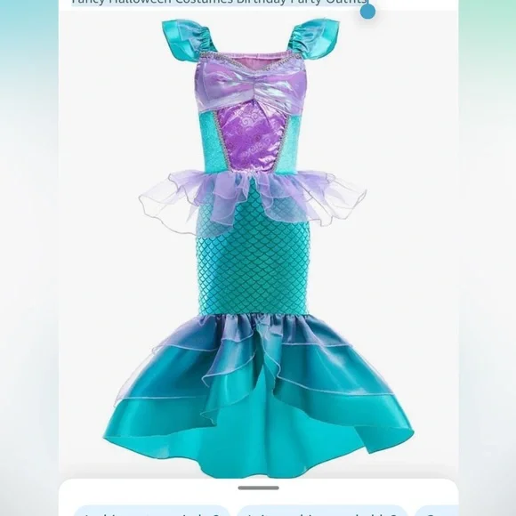 Mermaid Princess Kids Costume - Purple and Blue Green teal size 110 4-5 year new