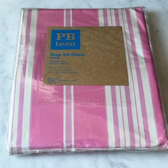 Pottery Barn Teen Pink Stripe Silk Drapes - 1 Panel 52