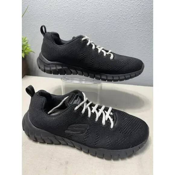 Skechers Overhaul Debbir Memory Foam Shoes Black‎ Sz 8.5