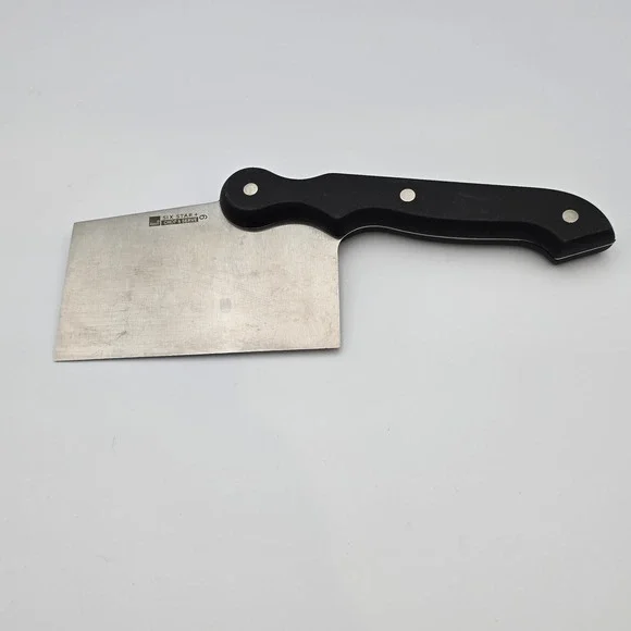 Ronco Six Star Plus Chop & Serve Offset Cleaver Knife Stainless Black Handle 10