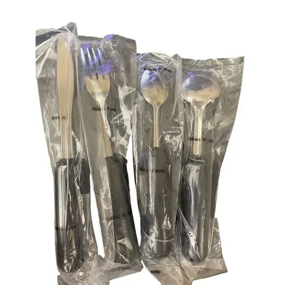 NEW‎ Sammons Preston EZ Large Grip Weighted Set Fork Knife Spoon Soup Spoon