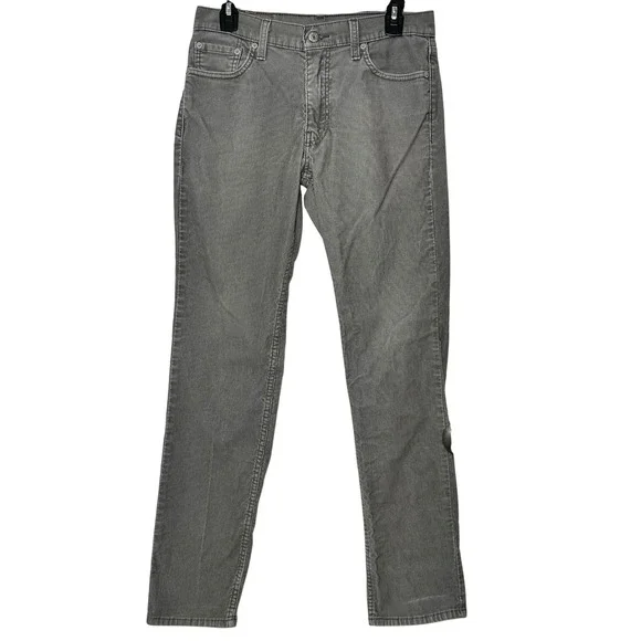 Levis 511 Slim‎ Fit Corduroy Pants Mens 30x32 Gray Water Less 04511-5698