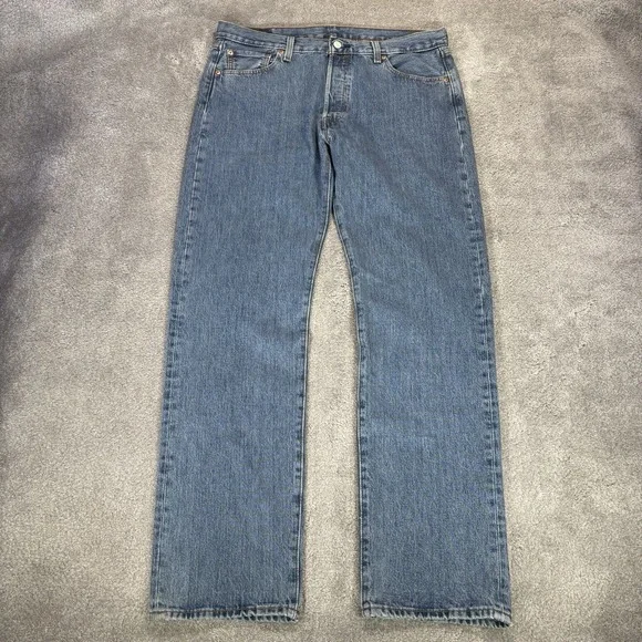 Levis 501 Jeans Men 36x34 Original Fit Straight Leg Blue Denim Cotton Button Fly