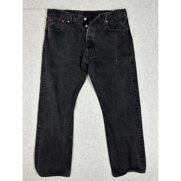 Levis 501 Jean Mens 38x30 Black Original Fit Button Fly Denim