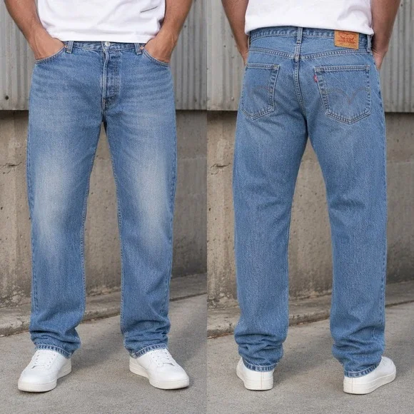 VTG Levis 501 Original Straight Leg Button Fly Blue Denim Jeans Mens 40x30 Y2K