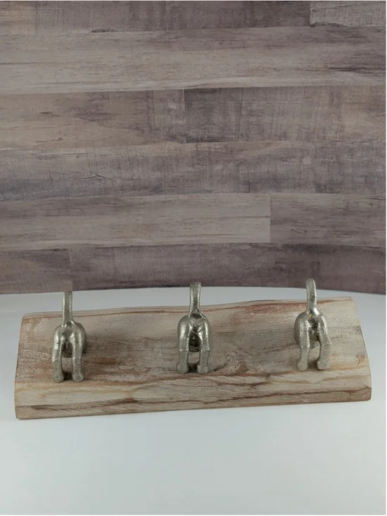 Silver Dog Booty Tail Wall Hooks