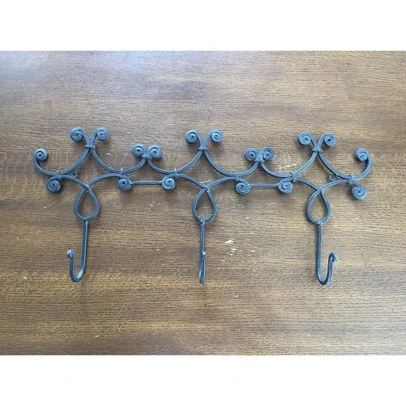 Iron Rod Wall Hanging Coat Rack 3 Hook Whimsical Boho
