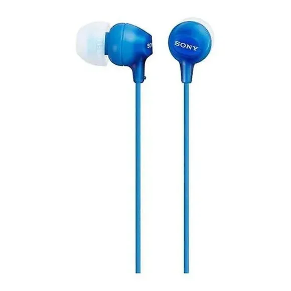 Sony MDR-EX15AP Stereo Headphones Earbuds Blue Noise Isolation & Microphone New