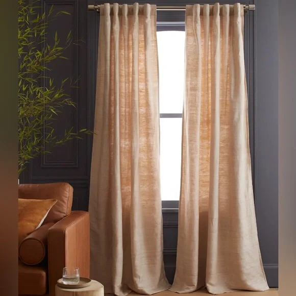 New Quince 1 Panel 48x84 Raw Silk Sand Light Filtering Curtain Tan 0037