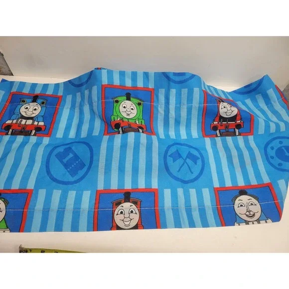 Vtg Thomas‎ & Friends Dan River Window Valance Blue Striped Train 2001 USA 82x17