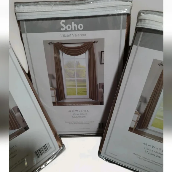 3 Brand New Soho Scarf Valances Each 42