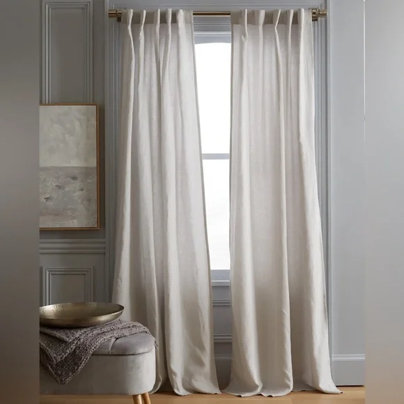 Quince European Linen‎ Curtain Light Filtering 48x96 Cloud Grey 1 Panel 0058