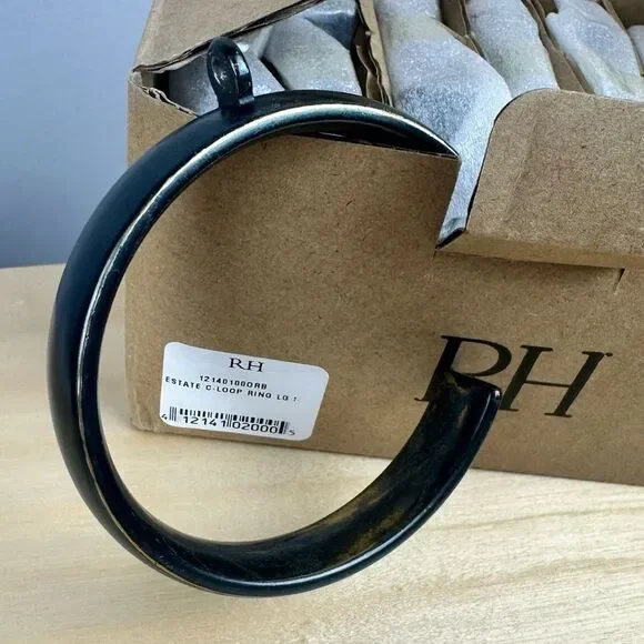 NWB Restoration Hardware Estate C-Loop Drapery Rings Large Bronze set of 7