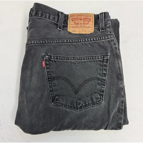 Levi's 550 Men's Jeans 38x27 Faded Black‎ Straight Relaxed Cotton Denim Classic