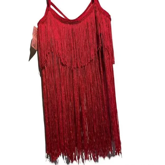 Nwt Motionwear Red Fringe Crop Camisole Girls 12-14