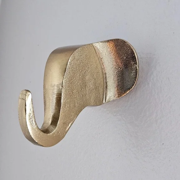 Metal Gold tone Elephant head Wall Hook Minimalist home décor