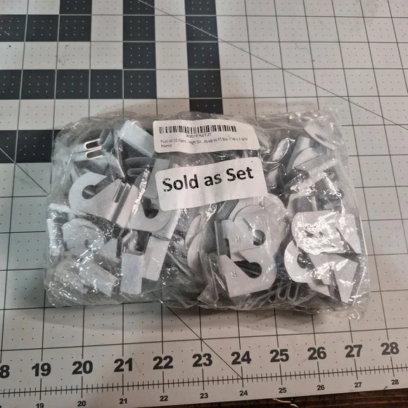 50 Pair Drop Ceiling Hooks, Classrooms, Offices, White Metal Ceiling Hooks (LR)