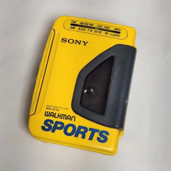 SONY Walkman Sports Audio Cassette fm/am Radio WM-AF54 yellow‎ Tested-Works READ