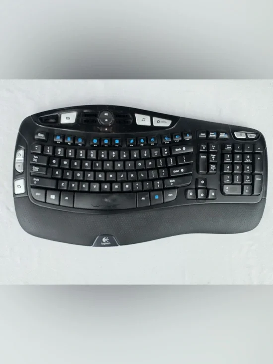 Logitech Black Wireless Ergonomic Keyboard K350 -No Dongle/Missing Keys