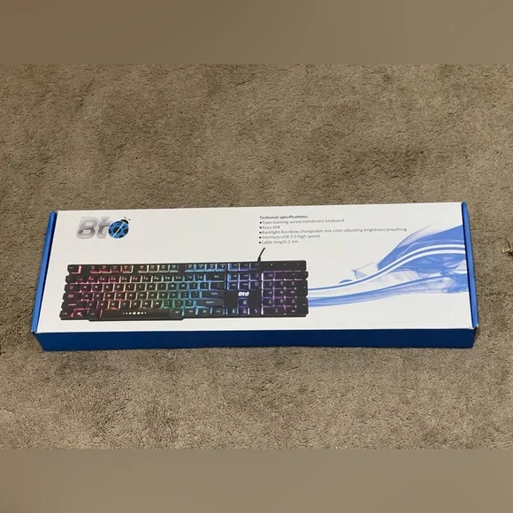 BT Wired Gaming Comfortable Keyboard New with Box Changeable mix color 104 keys