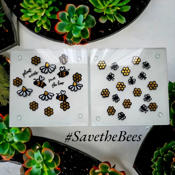 Mini Glass Cutting Boards/ Honey Bee Theme