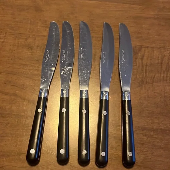 Washington Forge Mardi Gras Black Stainless‎ knives 5 Silverware flatware
