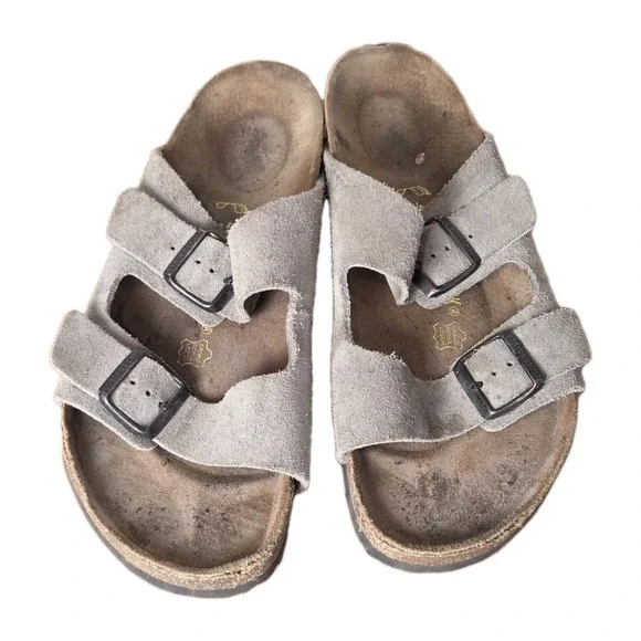 Birkenstock Arizona Sandals Mens Size 11 Taupe Suede Leather Made in Germany 44‎