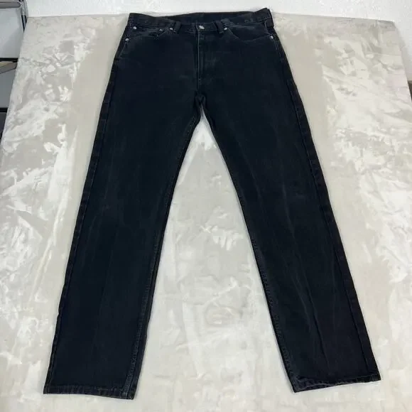 Levis 505 Jeans Mens 36x34 Black Denim Straight Leg Dad Grunge Workwear‎ Classic