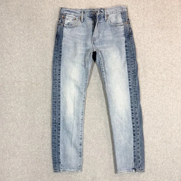 Levis 502 Big E Mens Denim Jeans 32x32 Tapered Paneled‎ Light Wash Premium Denim