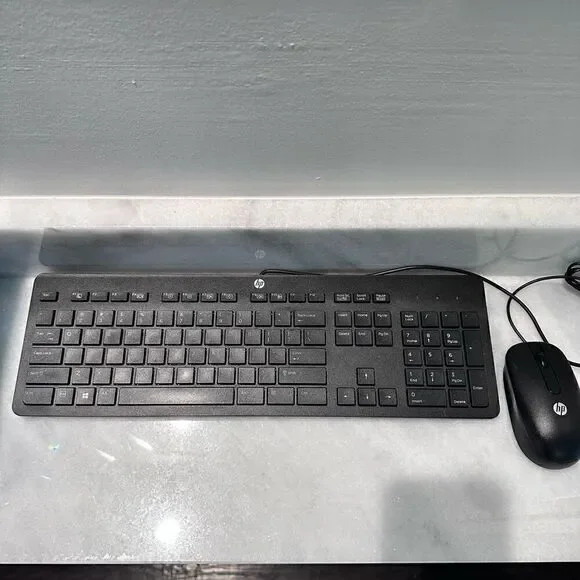 HP USB Slim Style Enhanced Keyboard with Optical Wired Mouse Bundled Black