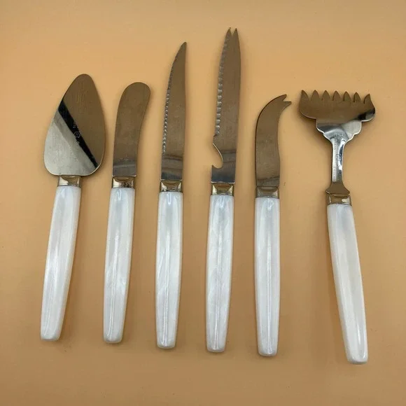 6 Piece Set Vintage Stainless Pearly Handle Charcuterie Regent Sheffield England