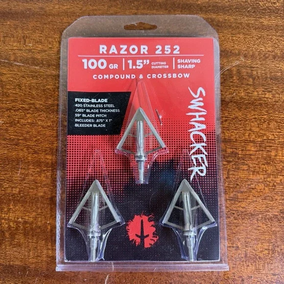 Swhacker Razor #252 Broadhead 100 Grain 3-pack Archery Crossbow 1.5