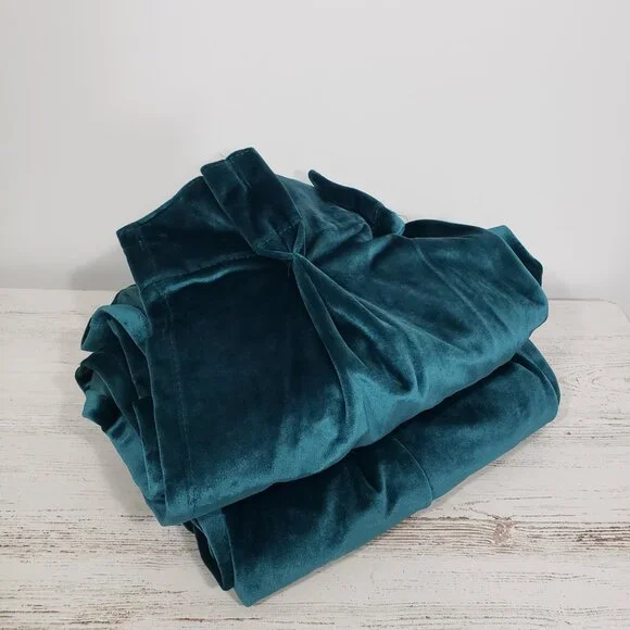 Cynthia Rowley Teal Green Velvet Curtain Panels (2) 31