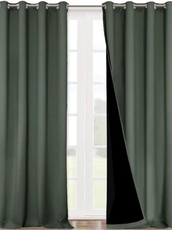 Blackout Grommet Curtains in Dark Green - Premium Home Accents