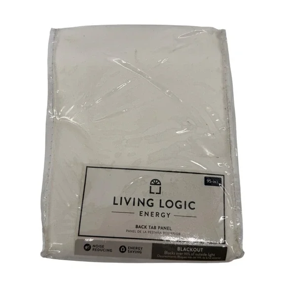 Living Logic Energy Warwick Solid Ivory Blackout Back Tab Curtain Panel 42x95