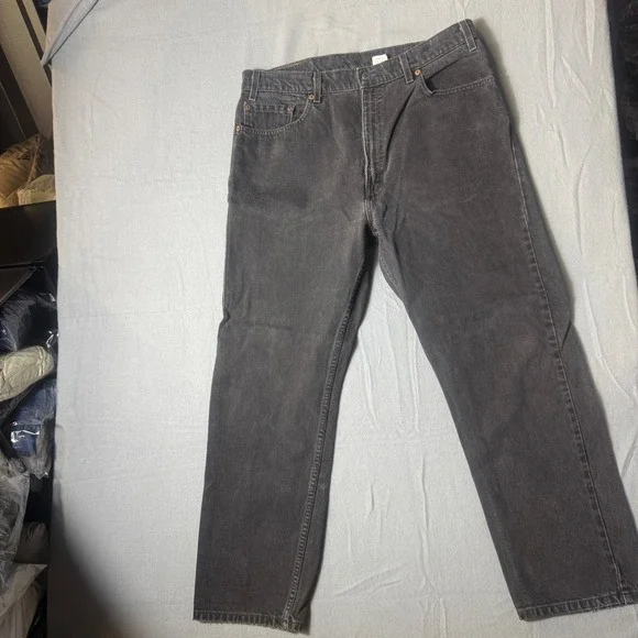 90s VTG Levis 505 Regular‎ Fit Straight Leg Jeans Mens 36x30 Faded Black Denim