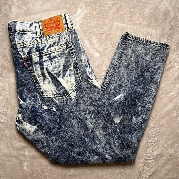 Mens Levis 512 Acid Wash‎ Jeans 39x31 Mid Rise Slim Taper Leg Denim Retro 80s