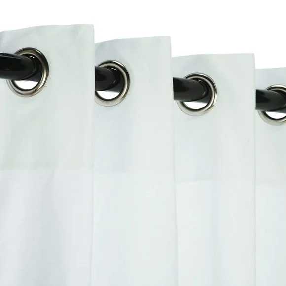 Sunbrella Canvas White Outdoor Curtain with Nickel Plated Grommets 50”x 84”