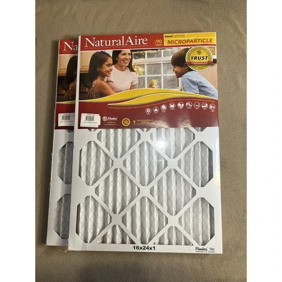 (2) NaturalAire 16x24x1 Microparticle Air‎ Filter 90 Day Electrostatic MERV 10