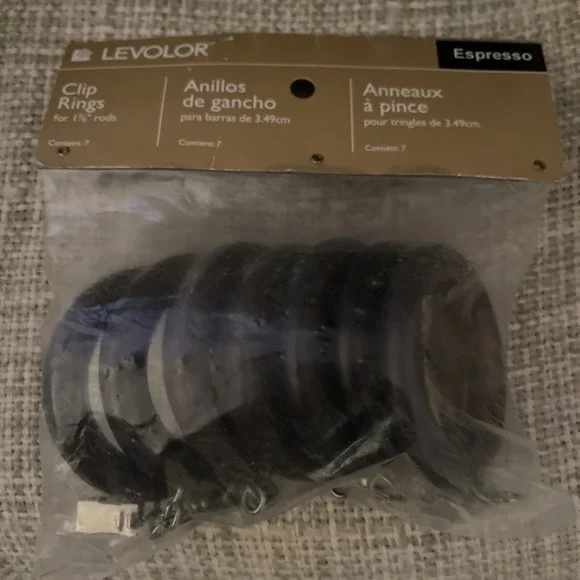 Levolor Espresso Wood Clip Rings for 1 3/8