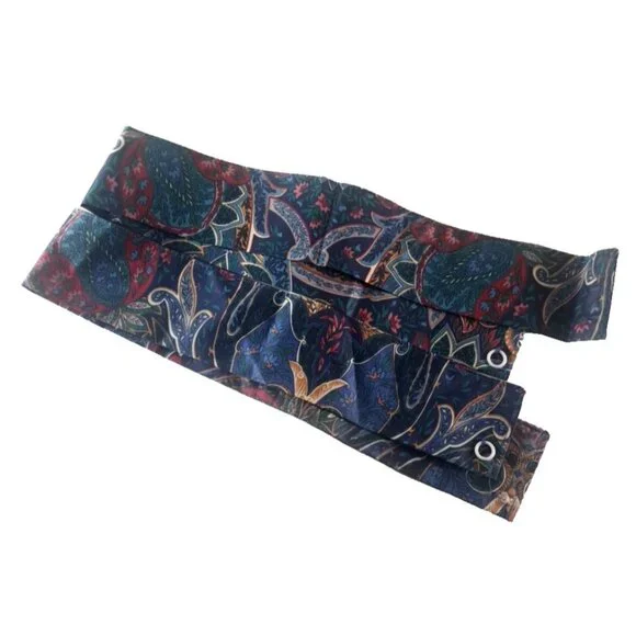 NEW Vintage Curtain Tiebacks NWOT Blue Red Lotus Flower 1980s Cottage 34x3
