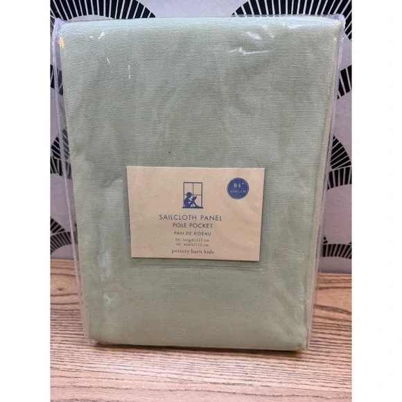NEW Pottery Barn Kids Green Sailcloth Panel Pole Pock Drape Curtain 44x84 COTTON