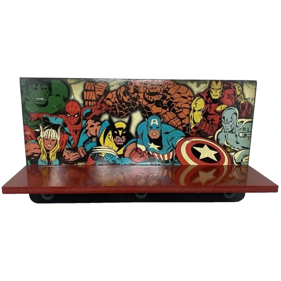 Marvel Superheroes Wall Shelf 18x10x5 Hanger Avengers Kids Room Decor Organizer