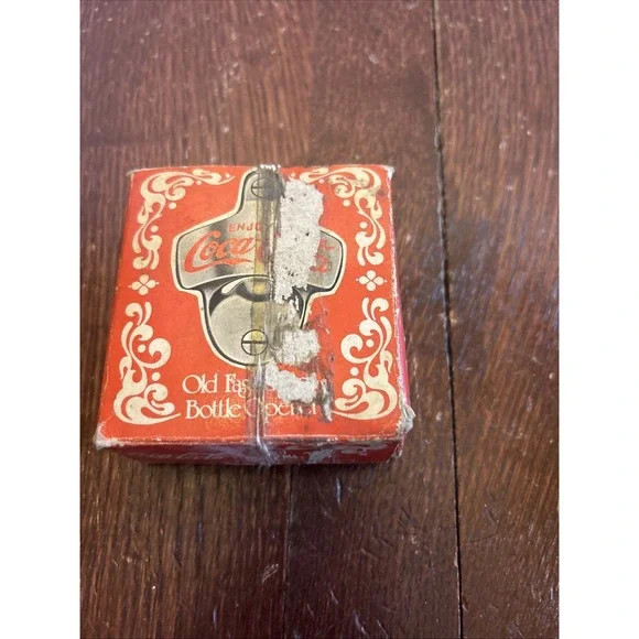 Coca Cola Old Fashioned Bottle Opener Wall Mount Metal & Box, No Screws