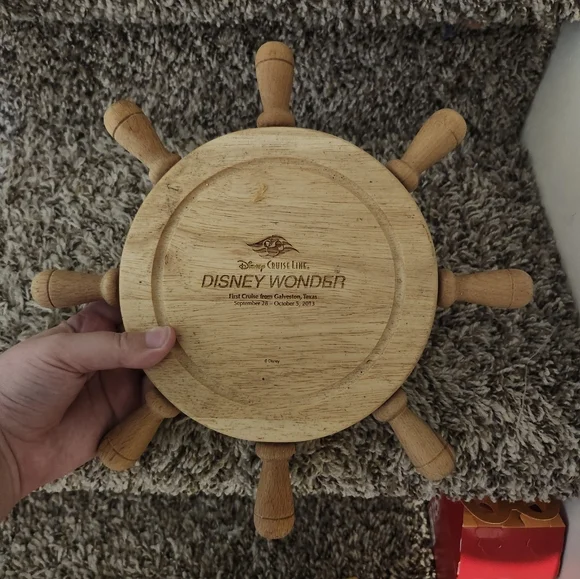 Disney Wonder Wooden Ship Wheel Lazy Susan Cheese Board