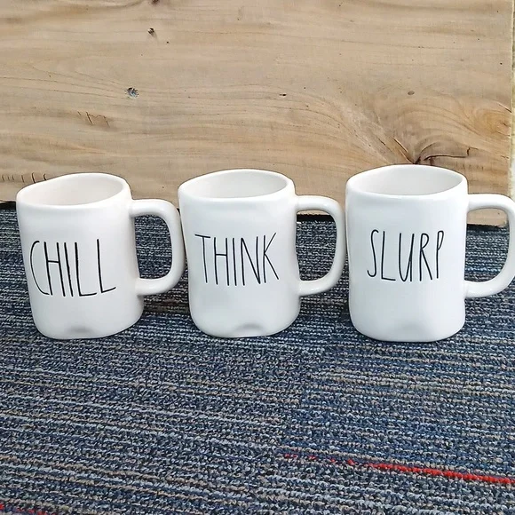 Set of 3 Rae Dunn Mugs Artisan Collection. Slurp, Think, Chill