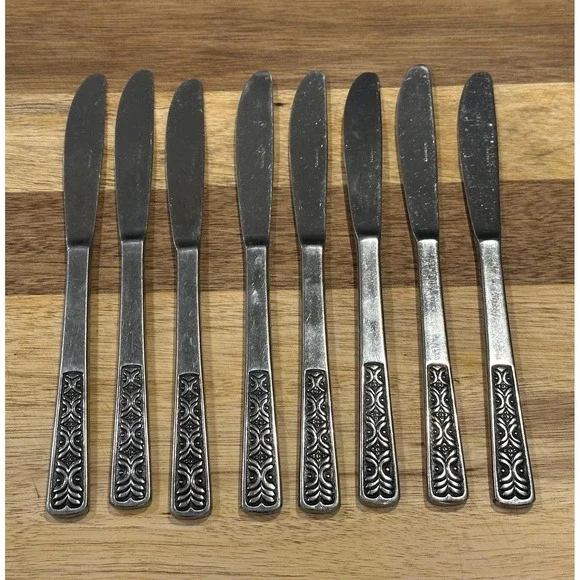 Set of 8 Vintage Alhambra Stainless Japan Butter Knives