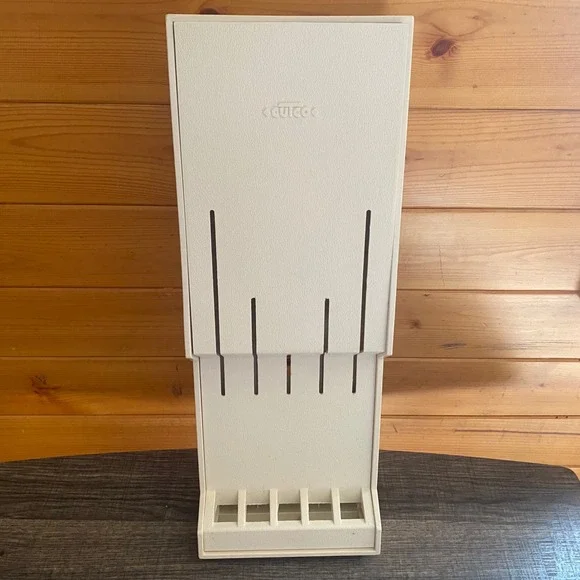Cutco 1742 Vintage Wall Mount Knife Block 5 Slot Cream Textured Plastic USA Made