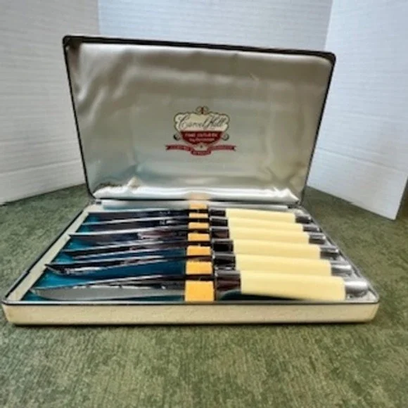 Vintage‎ Carvel Hall by Briddell Steak Knife Set of 6 Cream Handles Original Box